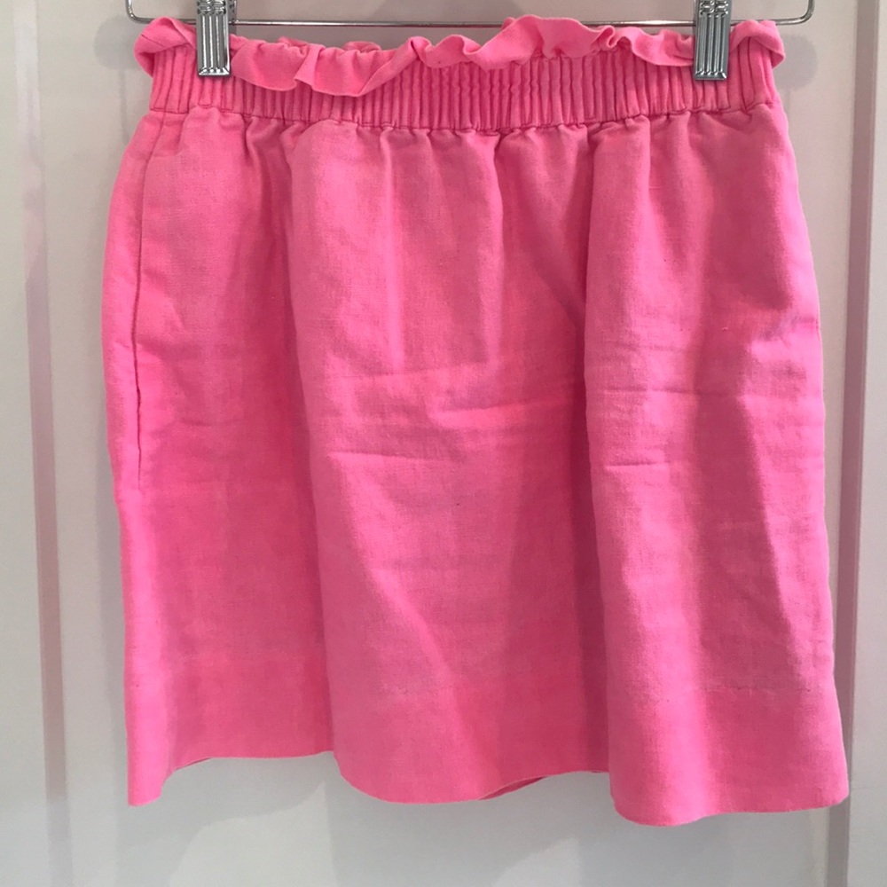 J. Crew Bright Pink Ruffle Waist Skirt